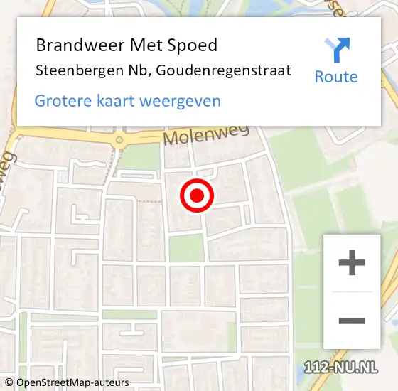 Locatie op kaart van de 112 melding: Brandweer Met Spoed Naar Steenbergen Nb, Goudenregenstraat op 21 februari 2019 01:21