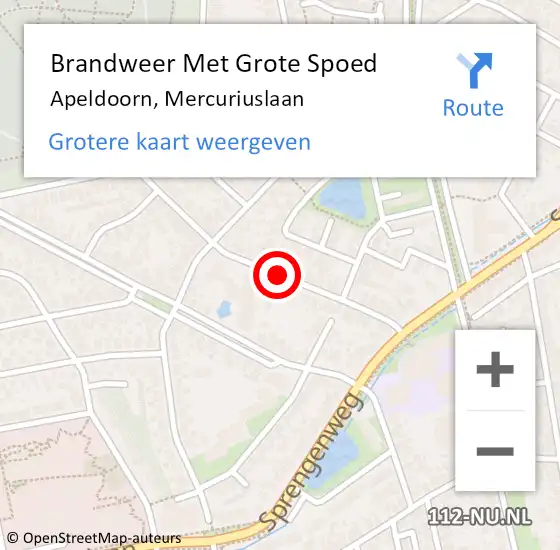 Locatie op kaart van de 112 melding: Brandweer Met Grote Spoed Naar Apeldoorn, Mercuriuslaan op 21 februari 2019 01:38