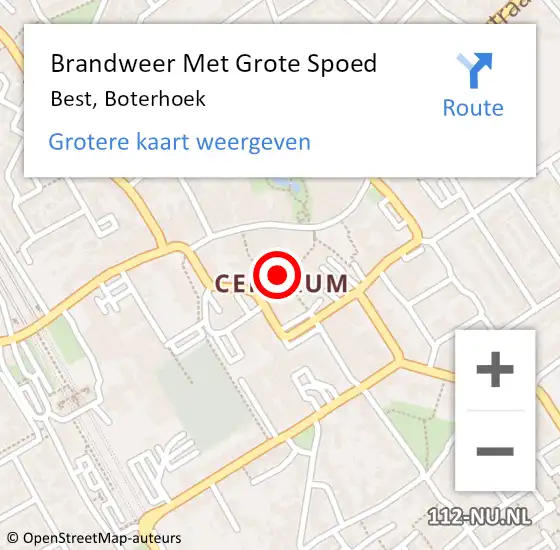 Locatie op kaart van de 112 melding: Brandweer Met Grote Spoed Naar Best, Boterhoek op 21 februari 2019 06:54