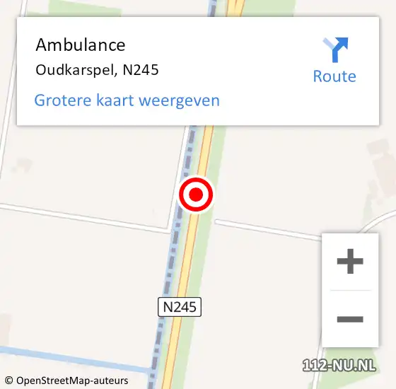 Locatie op kaart van de 112 melding: Ambulance Oudkarspel, N245 op 21 februari 2019 07:16