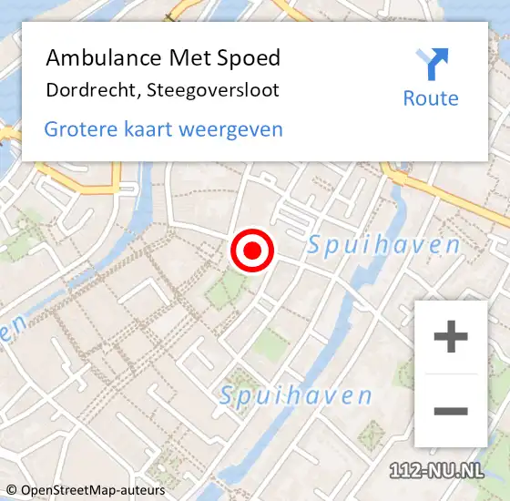 Locatie op kaart van de 112 melding: Ambulance Met Spoed Naar Dordrecht, Steegoversloot op 21 februari 2019 07:24