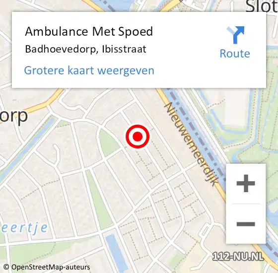 Locatie op kaart van de 112 melding: Ambulance Met Spoed Naar Badhoevedorp, Ibisstraat op 21 februari 2019 07:28