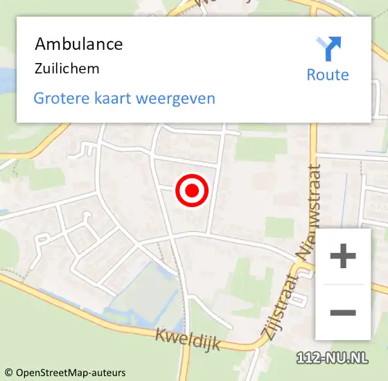 Locatie op kaart van de 112 melding: Ambulance Zuilichem op 21 februari 2019 08:01