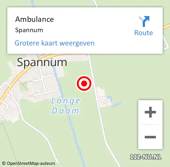 Locatie op kaart van de 112 melding: Ambulance Spannum op 21 februari 2019 08:04