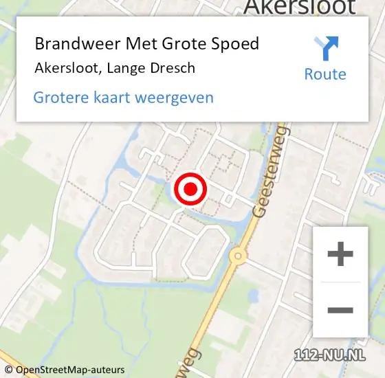 Locatie op kaart van de 112 melding: Brandweer Met Grote Spoed Naar Akersloot, Lange Dresch op 21 februari 2019 09:23