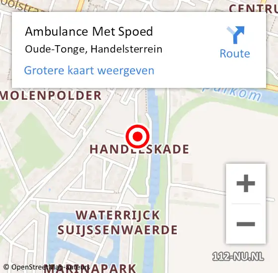 Locatie op kaart van de 112 melding: Ambulance Met Spoed Naar Oude-Tonge, Handelsterrein op 21 februari 2019 09:26