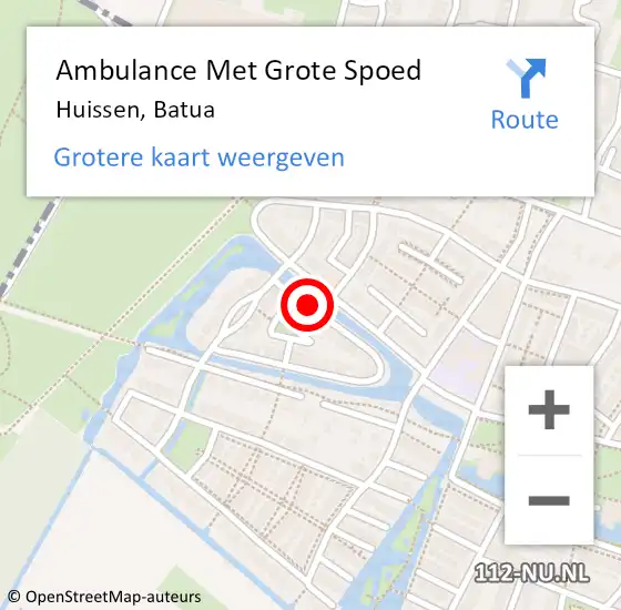 Locatie op kaart van de 112 melding: Ambulance Met Grote Spoed Naar Huissen, Batua op 21 februari 2019 10:01