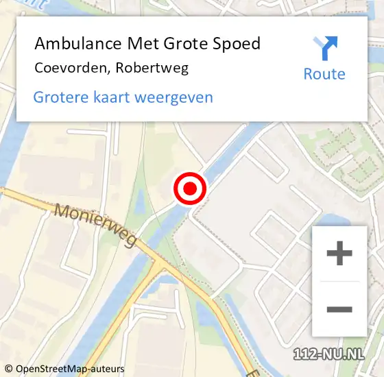 Locatie op kaart van de 112 melding: Ambulance Met Grote Spoed Naar Coevorden, Robertweg op 21 februari 2019 10:13