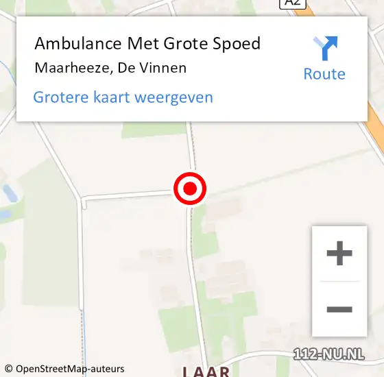 Locatie op kaart van de 112 melding: Ambulance Met Grote Spoed Naar Maarheeze, De Vinnen op 21 februari 2019 11:05