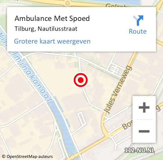 Locatie op kaart van de 112 melding: Ambulance Met Spoed Naar Tilburg, Nautilusstraat op 21 februari 2019 11:13