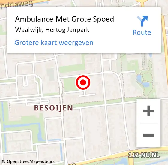 Locatie op kaart van de 112 melding: Ambulance Met Grote Spoed Naar Waalwijk, Hertog Janpark op 21 februari 2019 11:17