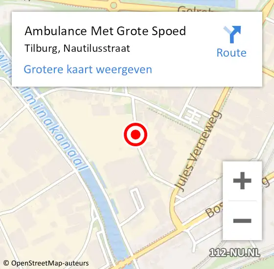 Locatie op kaart van de 112 melding: Ambulance Met Grote Spoed Naar Tilburg, Nautilusstraat op 21 februari 2019 11:29