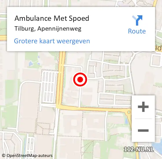 Locatie op kaart van de 112 melding: Ambulance Met Spoed Naar Tilburg, Apennijnenweg op 21 februari 2019 11:34