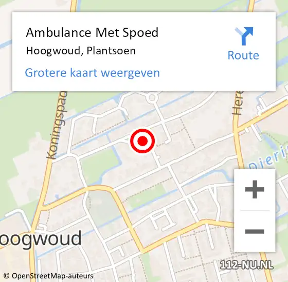 Locatie op kaart van de 112 melding: Ambulance Met Spoed Naar Hoogwoud, Plantsoen op 21 februari 2019 11:38
