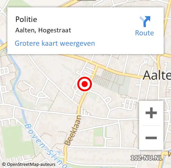 Locatie op kaart van de 112 melding: Politie Aalten, Hogestraat op 21 februari 2019 12:17