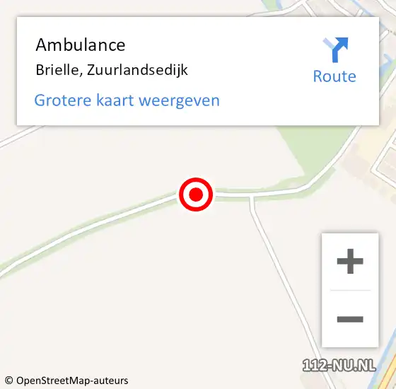 Locatie op kaart van de 112 melding: Ambulance Brielle, Zuurlandsedijk op 21 februari 2019 12:19