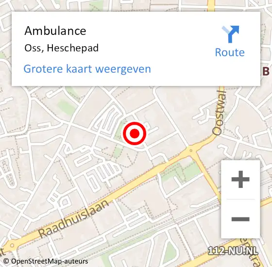 Locatie op kaart van de 112 melding: Ambulance Oss, Heschepad op 21 februari 2019 12:54