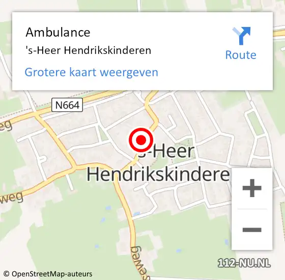 Locatie op kaart van de 112 melding: Ambulance 's-Heer Hendrikskinderen op 21 februari 2019 13:30