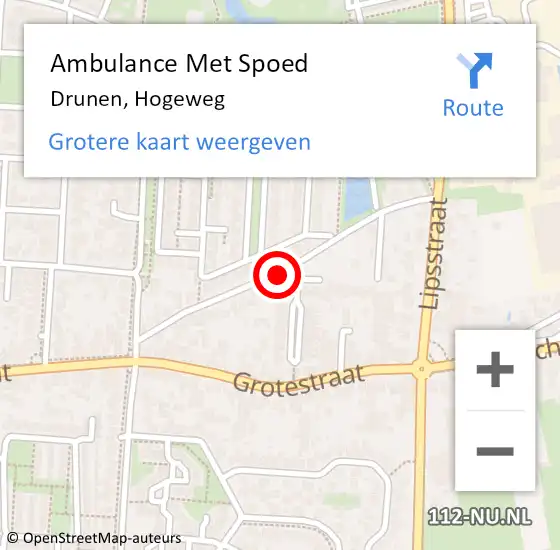 Locatie op kaart van de 112 melding: Ambulance Met Spoed Naar Drunen, Hogeweg op 21 februari 2019 13:37