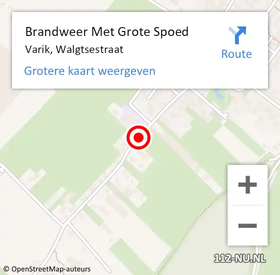 Locatie op kaart van de 112 melding: Brandweer Met Grote Spoed Naar Varik, Walgtsestraat op 21 februari 2019 13:48