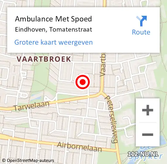 Locatie op kaart van de 112 melding: Ambulance Met Spoed Naar Eindhoven, Tomatenstraat op 21 februari 2019 14:16