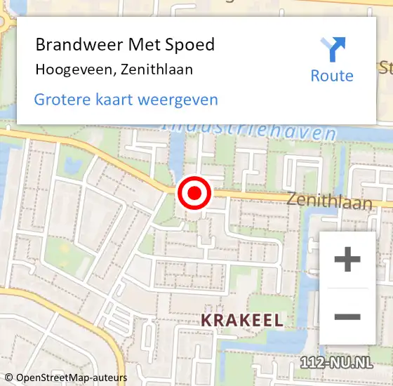 Locatie op kaart van de 112 melding: Brandweer Met Spoed Naar Hoogeveen, Zenithlaan op 21 februari 2019 14:17