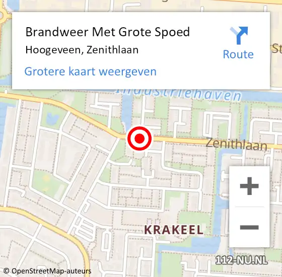 Locatie op kaart van de 112 melding: Brandweer Met Grote Spoed Naar Hoogeveen, Zenithlaan op 21 februari 2019 14:31