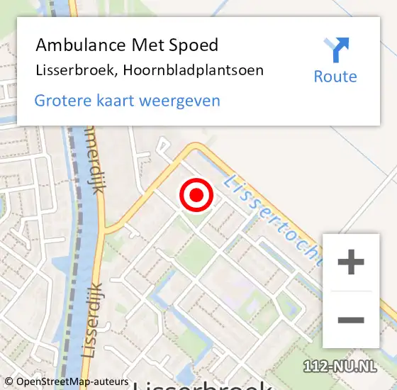Locatie op kaart van de 112 melding: Ambulance Met Spoed Naar Lisserbroek, Hoornbladplantsoen op 21 februari 2019 15:57