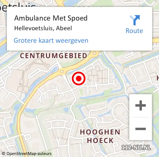 Locatie op kaart van de 112 melding: Ambulance Met Spoed Naar Hellevoetsluis, Abeel op 21 februari 2019 16:20