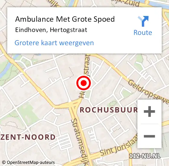 Locatie op kaart van de 112 melding: Ambulance Met Grote Spoed Naar Eindhoven, Hertogstraat op 21 februari 2019 16:31