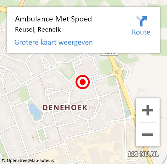 Locatie op kaart van de 112 melding: Ambulance Met Spoed Naar Reusel, Reeneik op 21 februari 2019 17:37