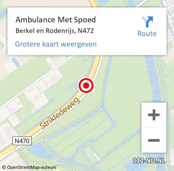 Locatie op kaart van de 112 melding: Ambulance Met Spoed Naar Berkel en Rodenrijs, N472 op 21 februari 2019 17:51