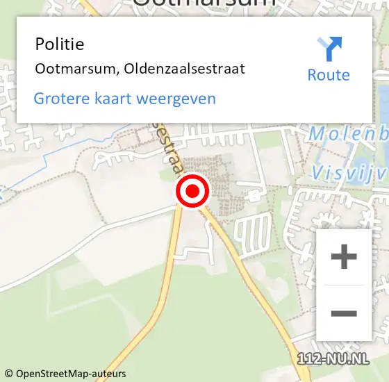 Locatie op kaart van de 112 melding: Politie Ootmarsum, Oldenzaalsestraat op 21 februari 2019 18:19