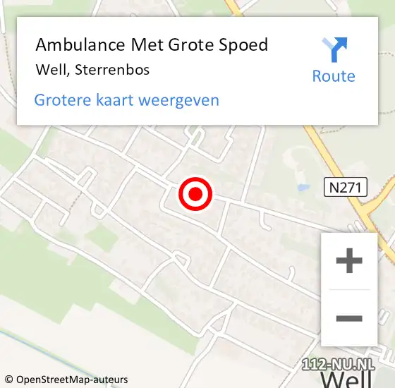Locatie op kaart van de 112 melding: Ambulance Met Grote Spoed Naar Well, Sterrenbos op 21 februari 2019 18:39