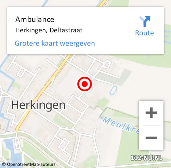 Locatie op kaart van de 112 melding: Ambulance Herkingen, Deltastraat op 26 september 2013 12:54