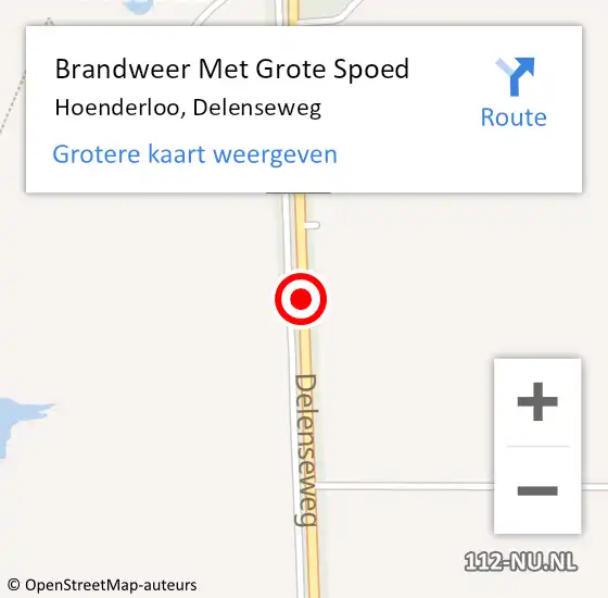 Locatie op kaart van de 112 melding: Brandweer Met Grote Spoed Naar Hoenderloo, Delenseweg op 21 februari 2019 19:48