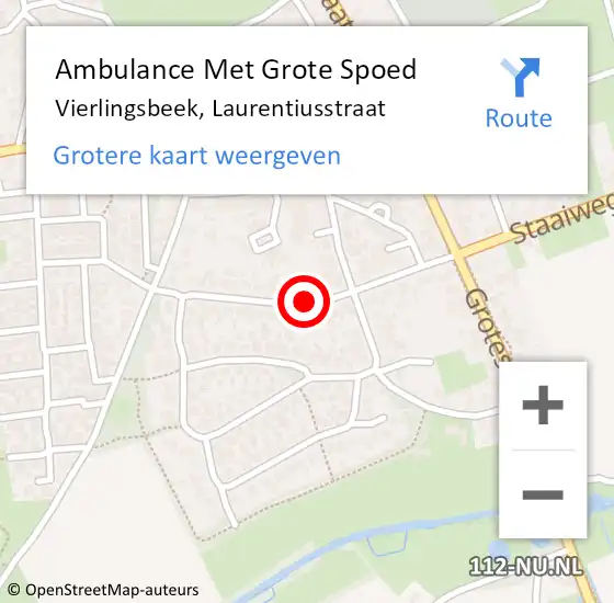 Locatie op kaart van de 112 melding: Ambulance Met Grote Spoed Naar Vierlingsbeek, Laurentiusstraat op 21 februari 2019 22:38