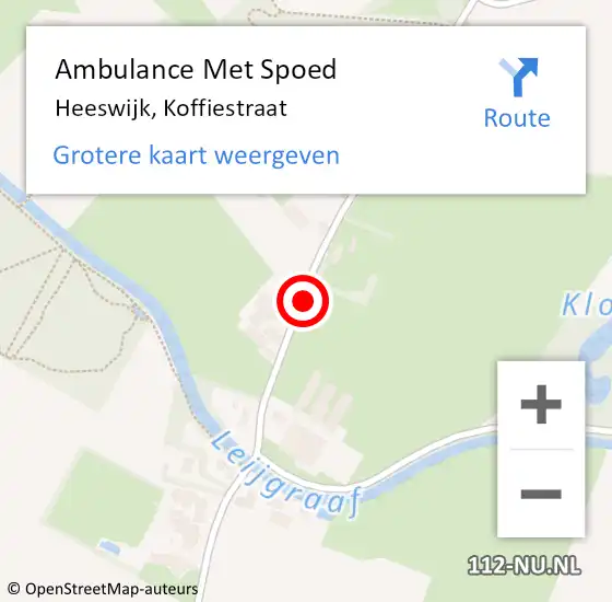 Locatie op kaart van de 112 melding: Ambulance Met Spoed Naar Heeswijk, Koffiestraat op 22 februari 2019 02:20
