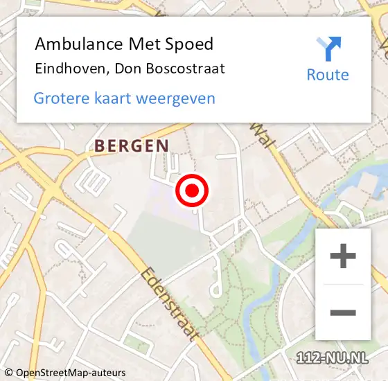 Locatie op kaart van de 112 melding: Ambulance Met Spoed Naar Eindhoven, Don Boscostraat op 22 februari 2019 02:56