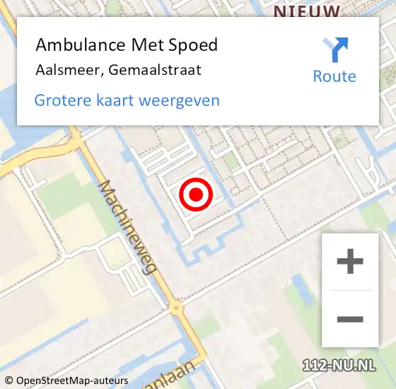 Locatie op kaart van de 112 melding: Ambulance Met Spoed Naar Aalsmeer, Gemaalstraat op 22 februari 2019 03:21