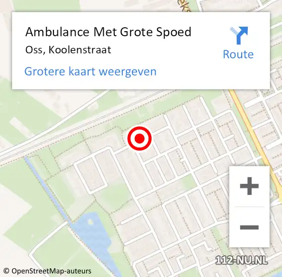 Locatie op kaart van de 112 melding: Ambulance Met Grote Spoed Naar Oss, Koolenstraat op 22 februari 2019 07:05