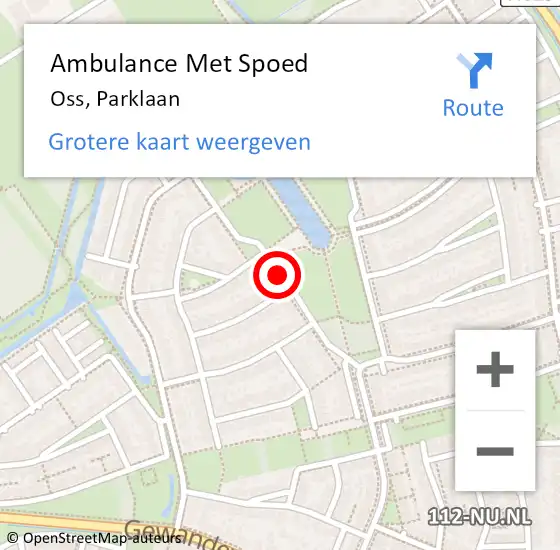 Locatie op kaart van de 112 melding: Ambulance Met Spoed Naar Oss, Parklaan op 22 februari 2019 08:16