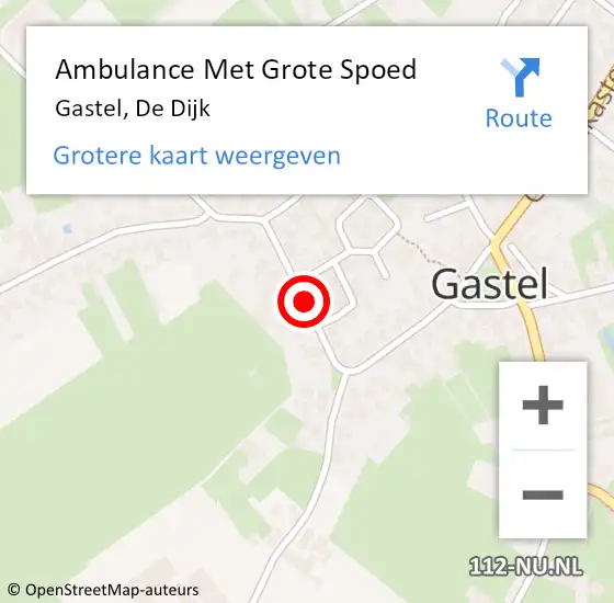 Locatie op kaart van de 112 melding: Ambulance Met Grote Spoed Naar Gastel, De Dijk op 22 februari 2019 08:17