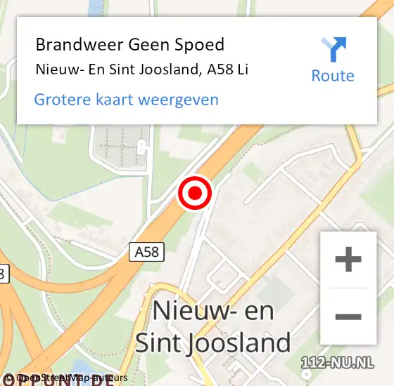 Locatie op kaart van de 112 melding: Brandweer Geen Spoed Naar Nieuw- En Sint Joosland, A58 Li op 22 februari 2019 08:29