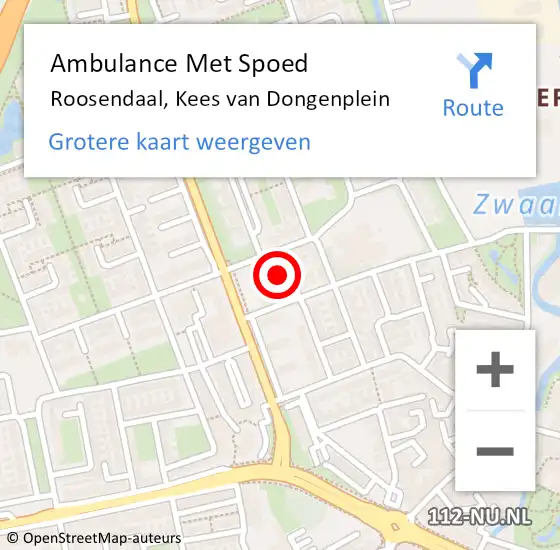 Locatie op kaart van de 112 melding: Ambulance Met Spoed Naar Roosendaal, Kees van Dongenplein op 22 februari 2019 08:49