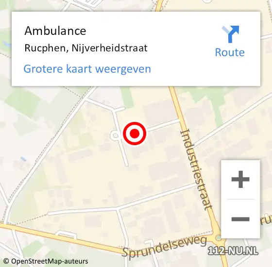 Locatie op kaart van de 112 melding: Ambulance Rucphen, Nijverheidstraat op 22 februari 2019 09:07