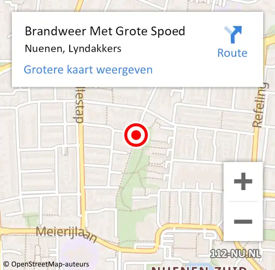 Locatie op kaart van de 112 melding: Brandweer Met Grote Spoed Naar Nuenen, Lyndakkers op 22 februari 2019 09:51