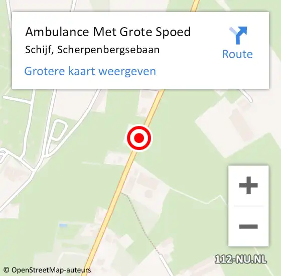 Locatie op kaart van de 112 melding: Ambulance Met Grote Spoed Naar Schijf, Scherpenbergsebaan op 22 februari 2019 10:42