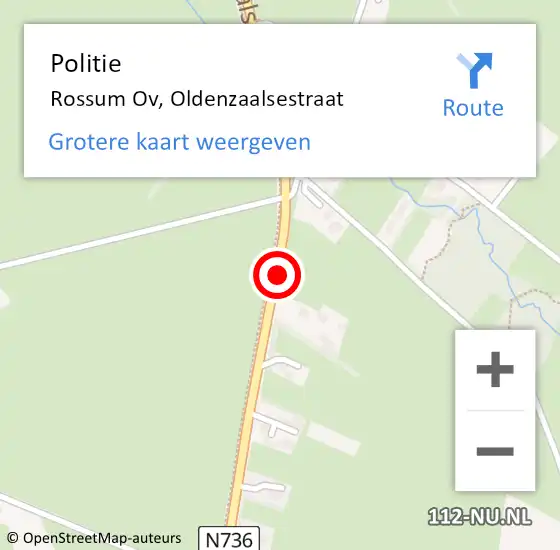 Locatie op kaart van de 112 melding: Politie Rossum Ov, Oldenzaalsestraat op 22 februari 2019 11:31