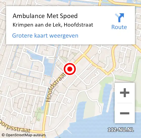 Locatie op kaart van de 112 melding: Ambulance Met Spoed Naar Krimpen aan de Lek, Hoofdstraat op 22 februari 2019 11:32